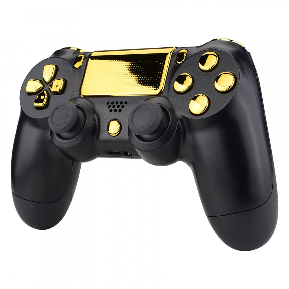 eXtremeRate Retail Chrome Gold Replacement D-pad R1 L1 R2 L2 Triggers Touchpad Action Home Share Options Buttons, Full Set Buttons Repair Kits with Tool for ps4 Slim ps4 Pro CUH-ZCT2 Controller - SP4J0413