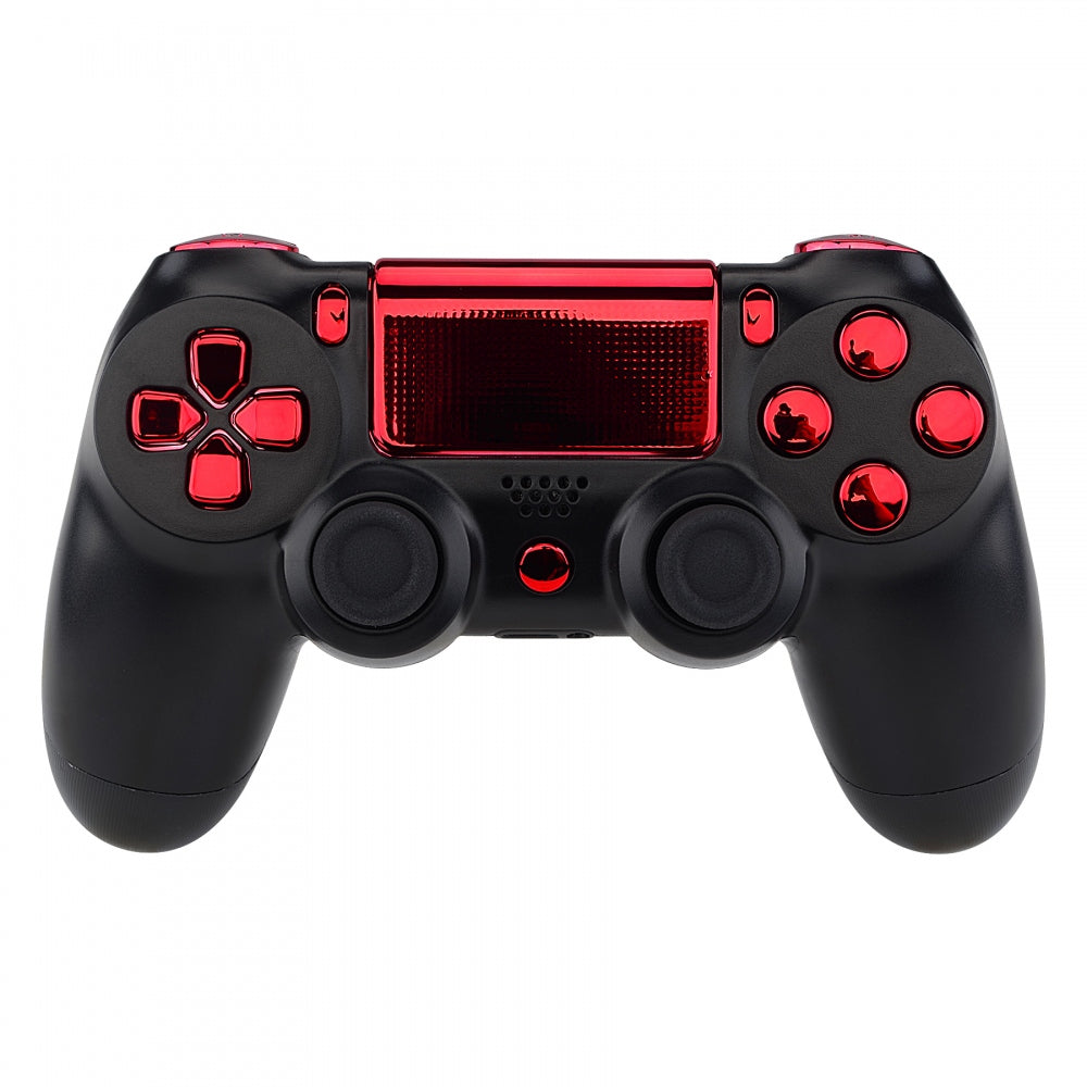 eXtremeRate Retail Chrome Red Replacement D-pad R1 L1 R2 L2 Triggers Touchpad Action Home Share Options Buttons, Full Set Buttons Repair Kits with Tool for ps4 Slim ps4 Pro CUH-ZCT2 Controller - SP4J0415