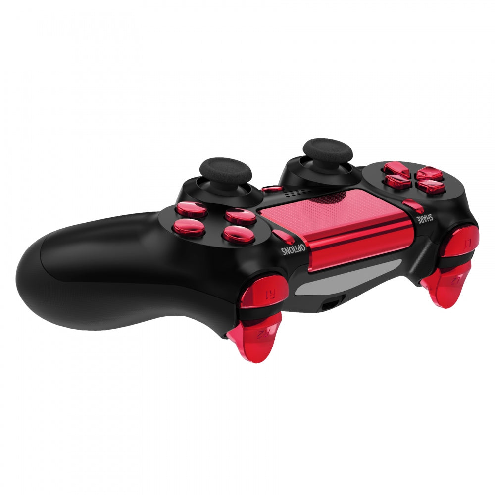 eXtremeRate Retail Chrome Red Replacement D-pad R1 L1 R2 L2 Triggers Touchpad Action Home Share Options Buttons, Full Set Buttons Repair Kits with Tool for ps4 Slim ps4 Pro CUH-ZCT2 Controller - SP4J0415