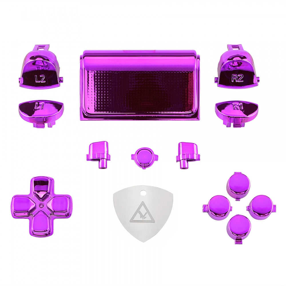 eXtremeRate Retail Chrome Purple Replacement D-pad R1 L1 R2 L2 Triggers Touchpad Action Home Share Options Buttons, Full Set Buttons Repair Kits with Tool for ps4 Slim ps4 Pro CUH-ZCT2 Controller - SP4J0417