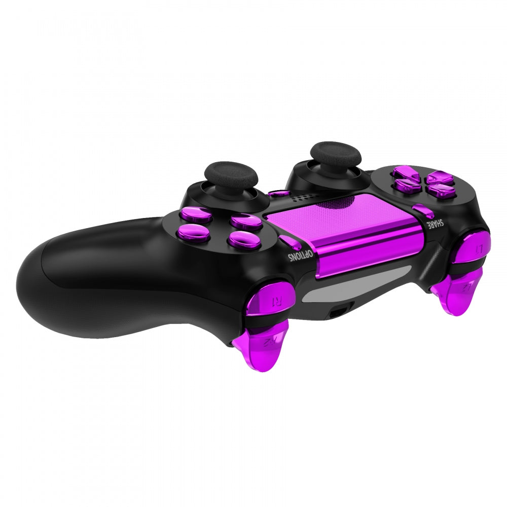 eXtremeRate Replacement Full Set Buttons Compatible with PS4 Slim Pro  CUH-ZCT2 Controller - Chrome Purple