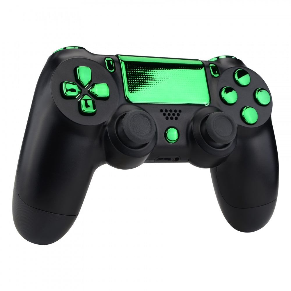 eXtremeRate Replacement Full Set Buttons Compatible with PS4 Slim Pro  CUH-ZCT2 Controller - Chrome Green