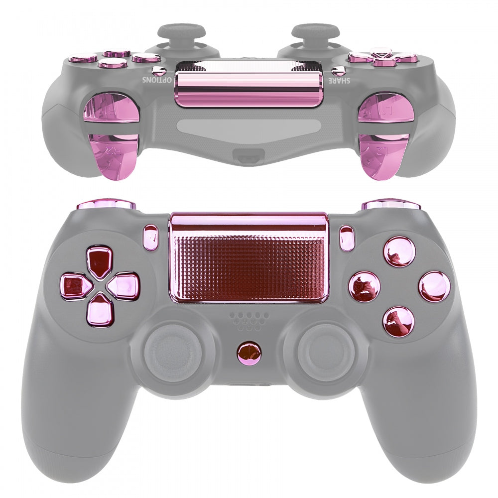 eXtremeRate Retail Chrome Pink Replacement D-pad R1 L1 R2 L2 Triggers Touchpad Action Home Share Options Buttons, Full Set Buttons Repair Kits with Tool for ps4 Slim ps4 Pro CUH-ZCT2 Controller - SP4J0419