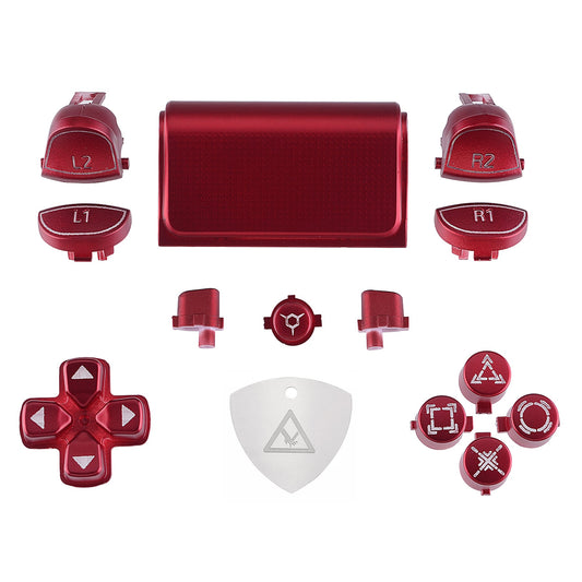 eXtremeRate Retail Scarlet Red Classical Symbols Replacement Full Set Buttons for ps4 Slim ps4 Pro CUH-ZCT2 Controller - Compatible with ps4 DTFS LED Kit - Controller NOT Included - SP4J0502