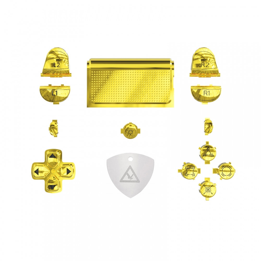 eXtremeRate Retail Chrome Gold Classical Symbols Replacement Full Set Buttons for ps4 Slim ps4 Pro CUH-ZCT2 Controller - Compatible with ps4 DTFS LED Kit - Controller NOT Included - SP4J0503