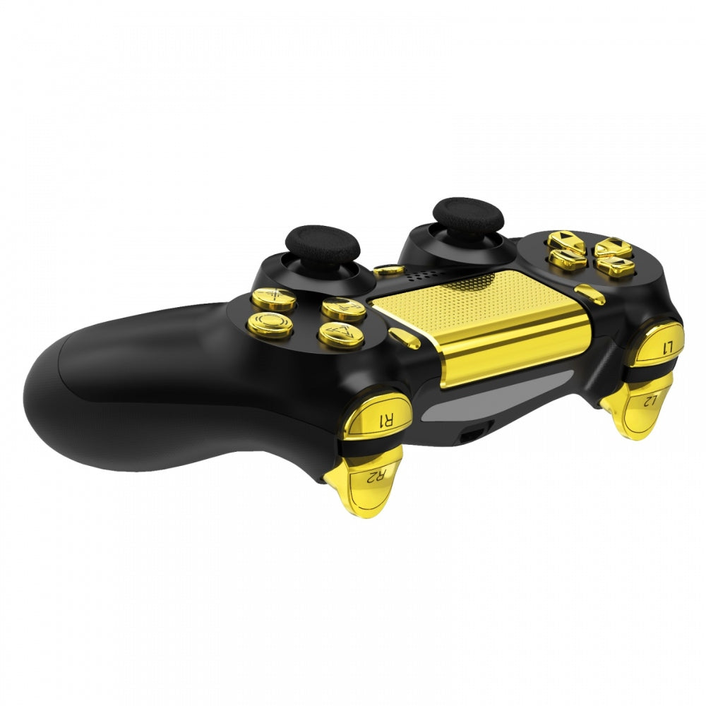 eXtremeRate Retail Chrome Gold Classical Symbols Replacement Full Set Buttons for ps4 Slim ps4 Pro CUH-ZCT2 Controller - Compatible with ps4 DTFS LED Kit - Controller NOT Included - SP4J0503
