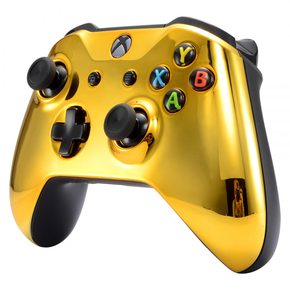 eXtremeRate Retail Chrome Gold Edition Front Housing Shell Faceplate for Xbox One X & One S Controller - SXOFD01