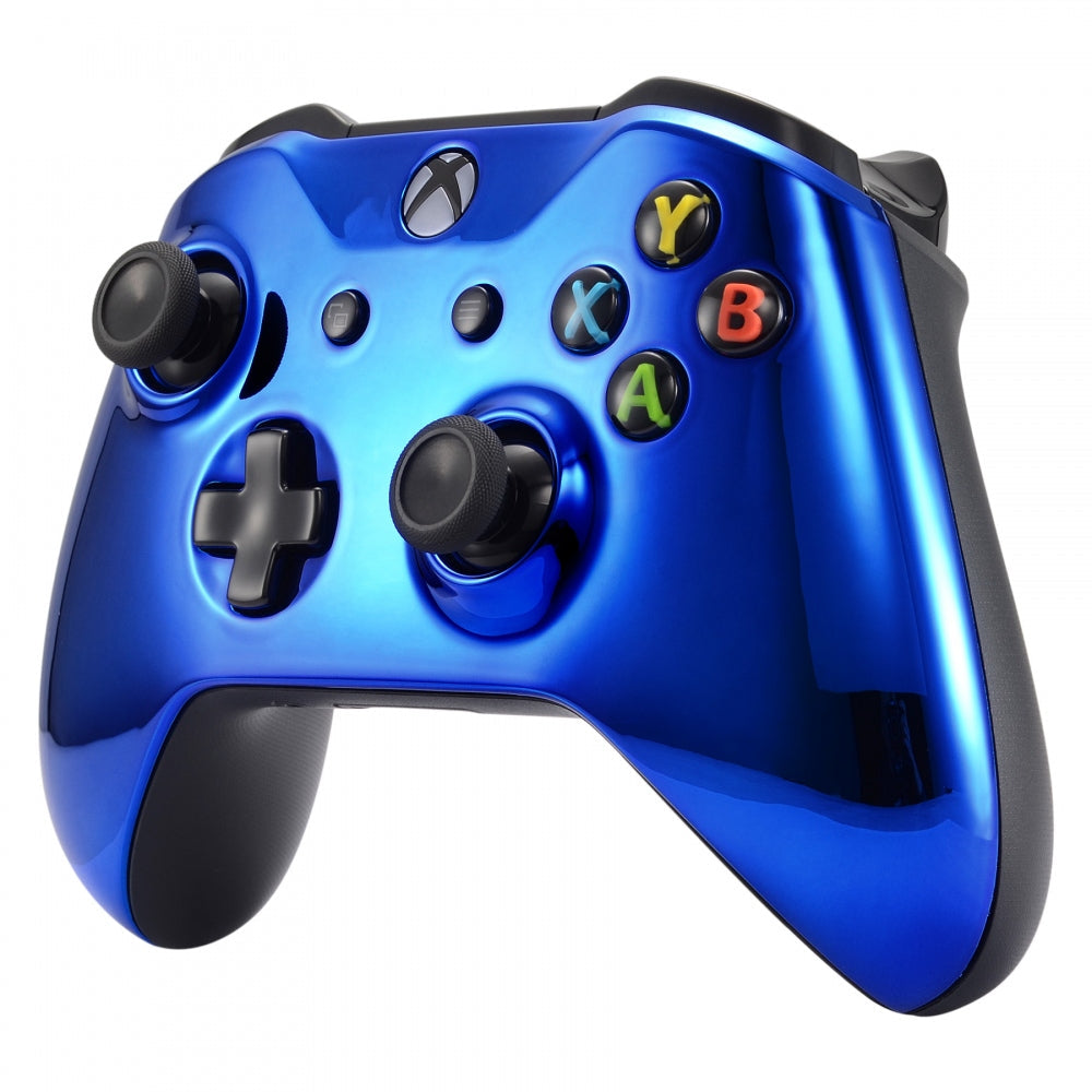 eXtremeRate Retail Chrome blue Edition Front Housing Shell Faceplate for Xbox One S & Xbox One X Controller - SXOFD04