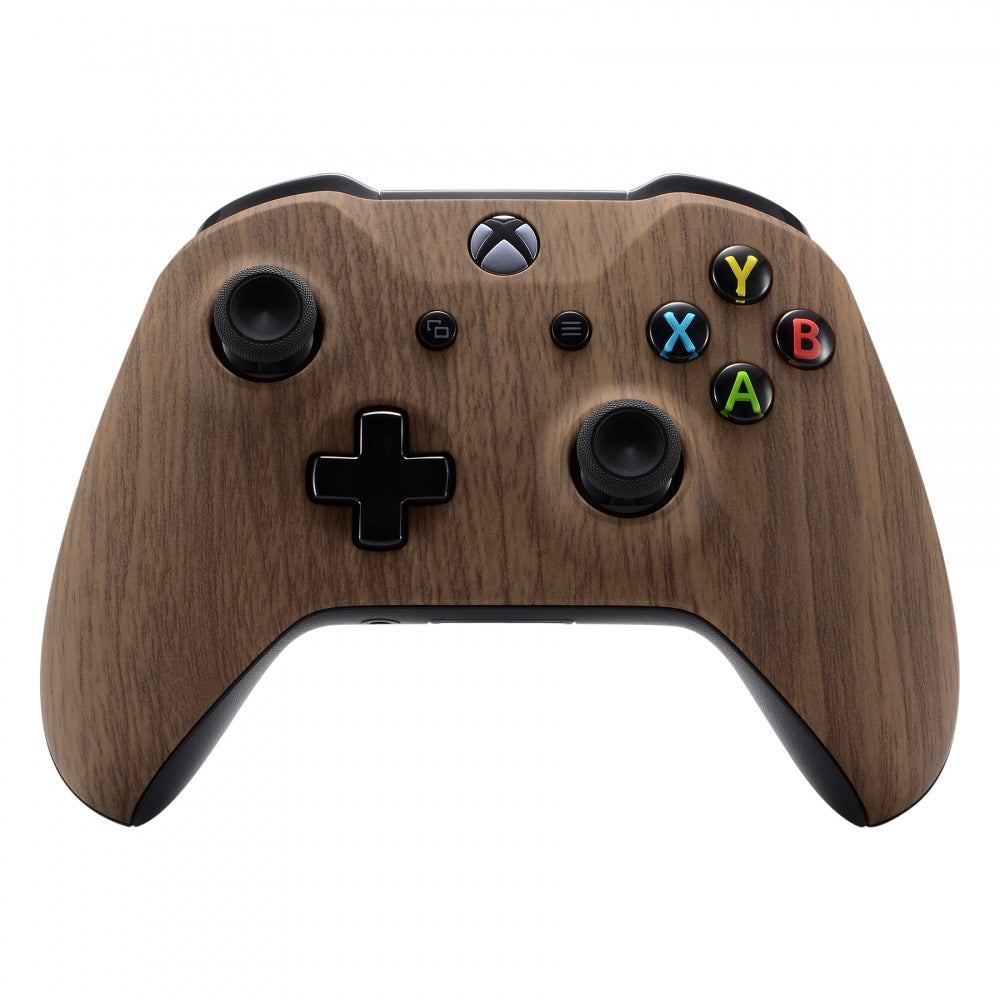 eXtremeRate Retail Custom Wood Grain Soft Touch Top Housing Shell for Xbox One X & One S Controller - SXOFS01