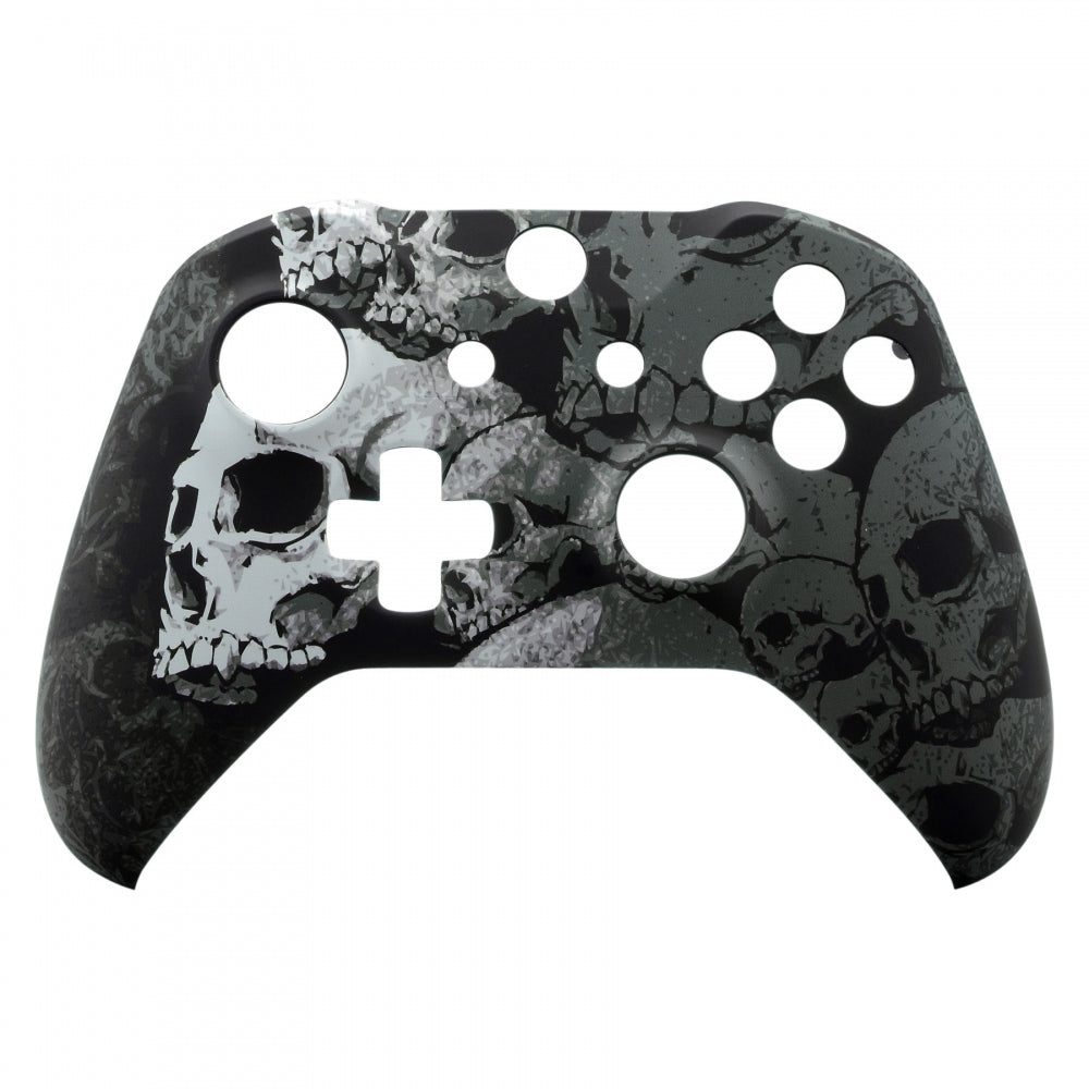 eXtremeRate Retail Lonely Skull Faceplate Soft Touch Front Housing Shell Comfortable Soft Grip Replacement Kit for Xbox One X & One S Controller - SXOFT08X