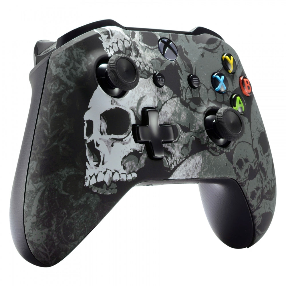 eXtremeRate Retail Lonely Skull Faceplate Soft Touch Front Housing Shell Comfortable Soft Grip Replacement Kit for Xbox One X & One S Controller - SXOFT08X