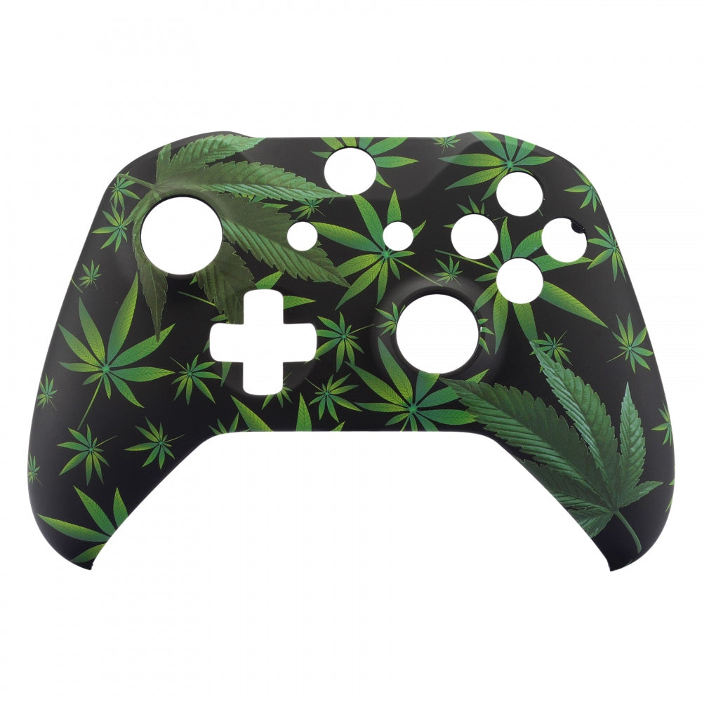 eXtremeRate Retail Green Weeds Soft Touch Grip Front Housing Shell, Comfortable Faceplate Cover Replacement Kit for Xbox One S & Xbox One X Controller - SXOFT23X