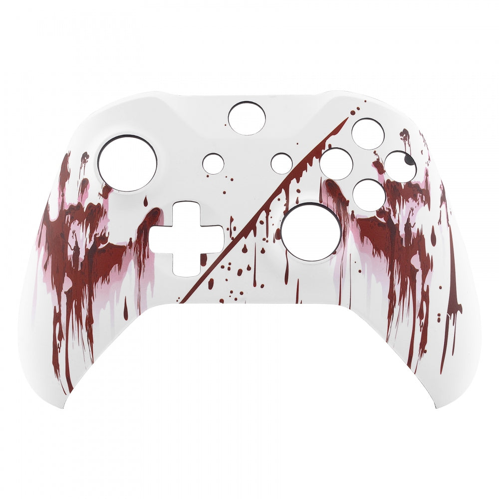 eXtremeRate Retail Bloody Hand Patterned Front Housing Shell Case, Soft Touch Faceplate Cover Replacement Kit for Xbox One S & One X Controller (Model 1708) - SXOFT45X