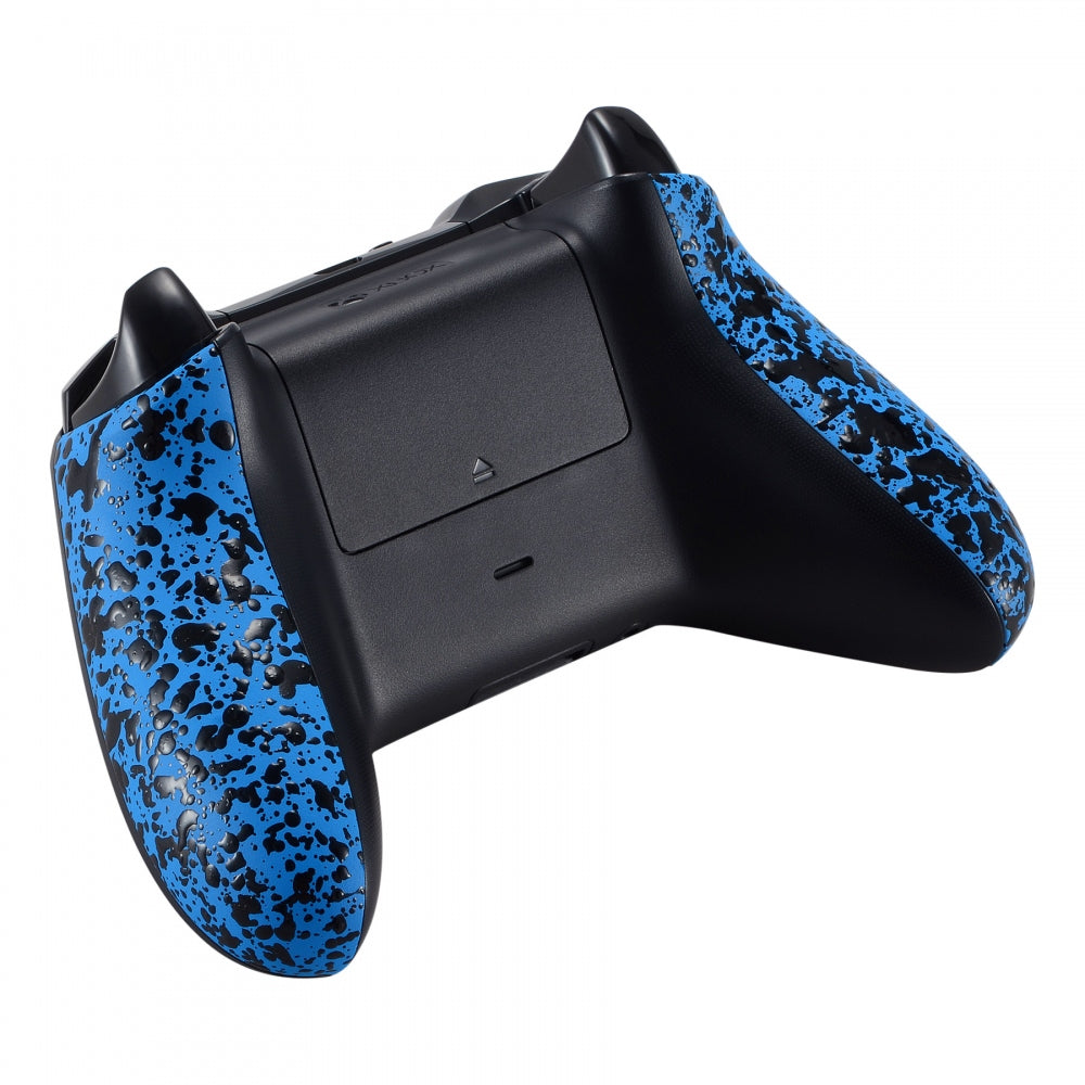eXtremeRate Retail Textured Blue Back Panels Comfortable Non-slip Side Rails Replacement Parts for Xbox One X & One S Controller - SXOJ0111