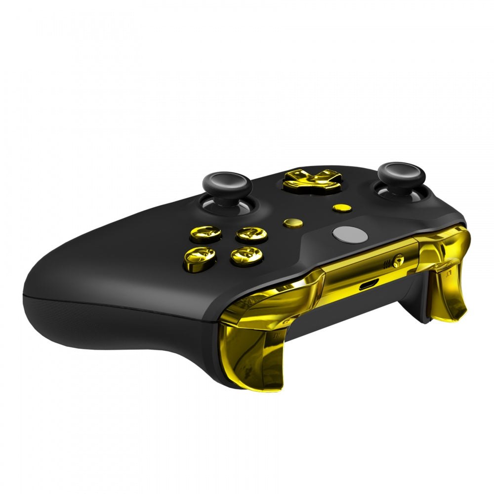 eXtremeRate Retail LB RB LT RT Bumpers Triggers D-Pad ABXY Start Back Sync Buttons, Chrome Gold Full Set Buttons Repair Kits with Tools for Xbox One S & Xbox One X Controller (Model 1708) - SXOJ0201
