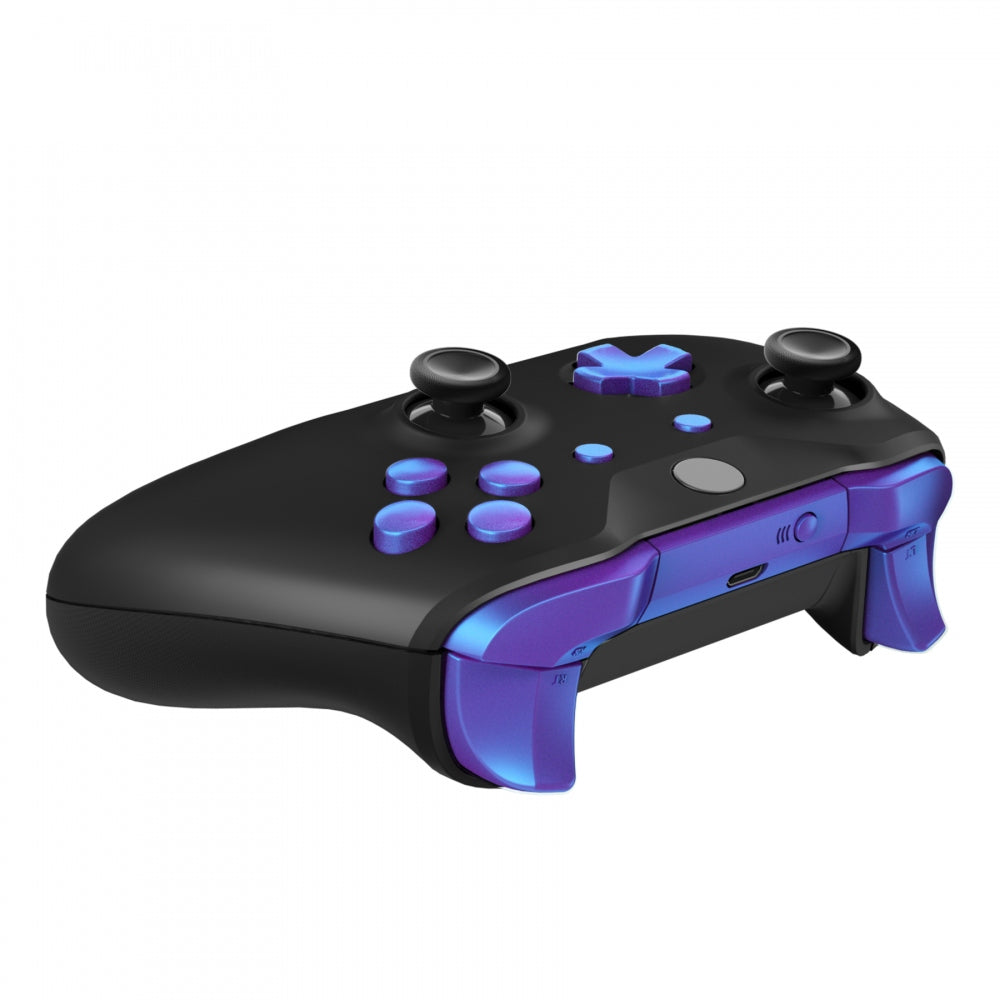 eXtremeRate Retail LB RB LT RT Bumpers Triggers D-Pad ABXY Start Back Sync Buttons, Chameleon Purple Blue Full Set Buttons Repair Kits with Tools for Xbox One S & Xbox One X Controller (Model 1708) - SXOJ0206