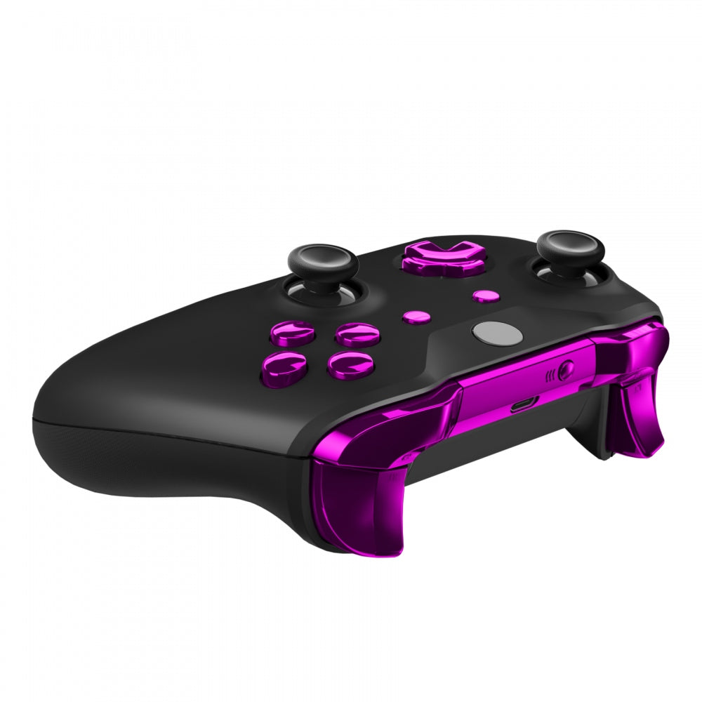 eXtremeRate Retail LB RB LT RT Bumpers Triggers D-Pad ABXY Start Back Sync Buttons, Chrome Purple Full Set Buttons Repair Kits with Tools for Xbox One S & Xbox One X Controller (Model 1708) - SXOJ0212