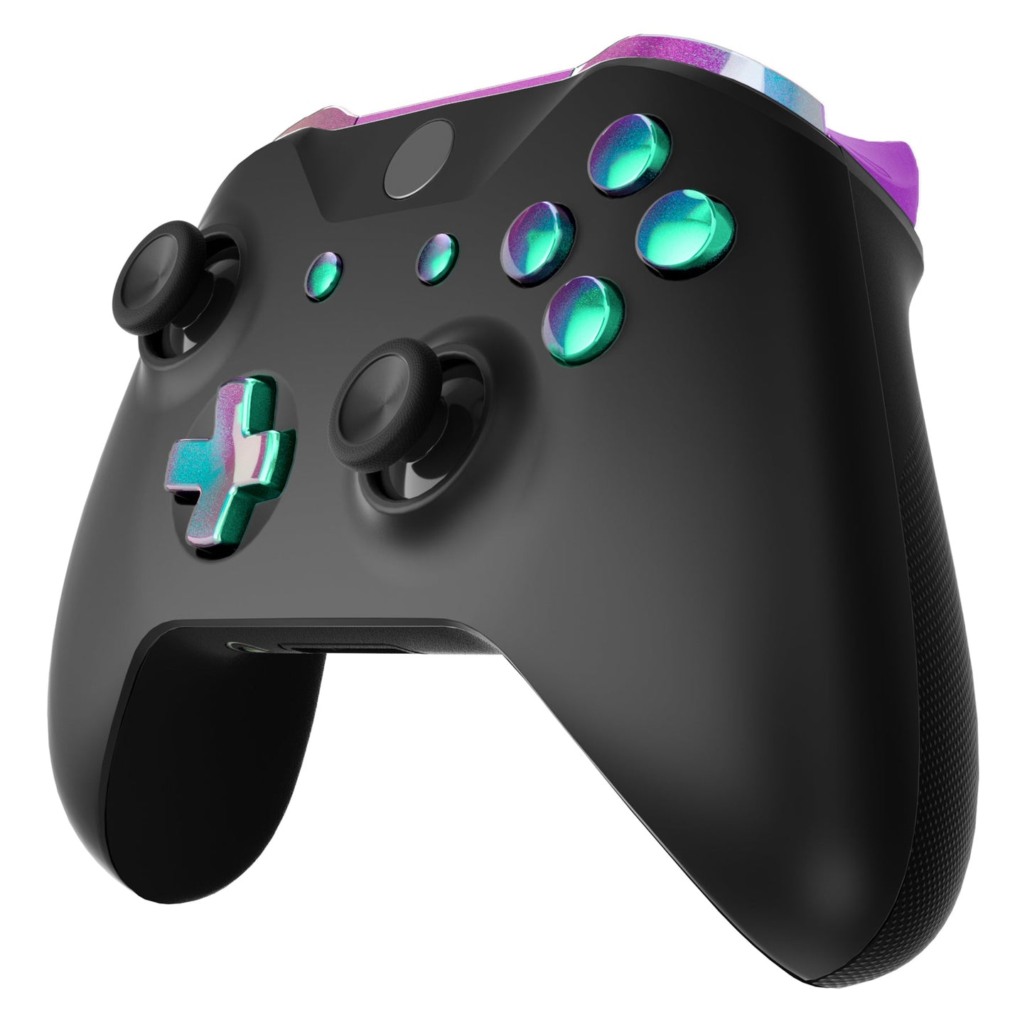 eXtremeRate Retail LB RB LT RT Bumpers Triggers D-Pad ABXY Start Back Sync Buttons, Chameleon Green Purple Full Set Buttons Repair Kits with Tools for Xbox One S X Controller (Model 1708) - SXOJ0222