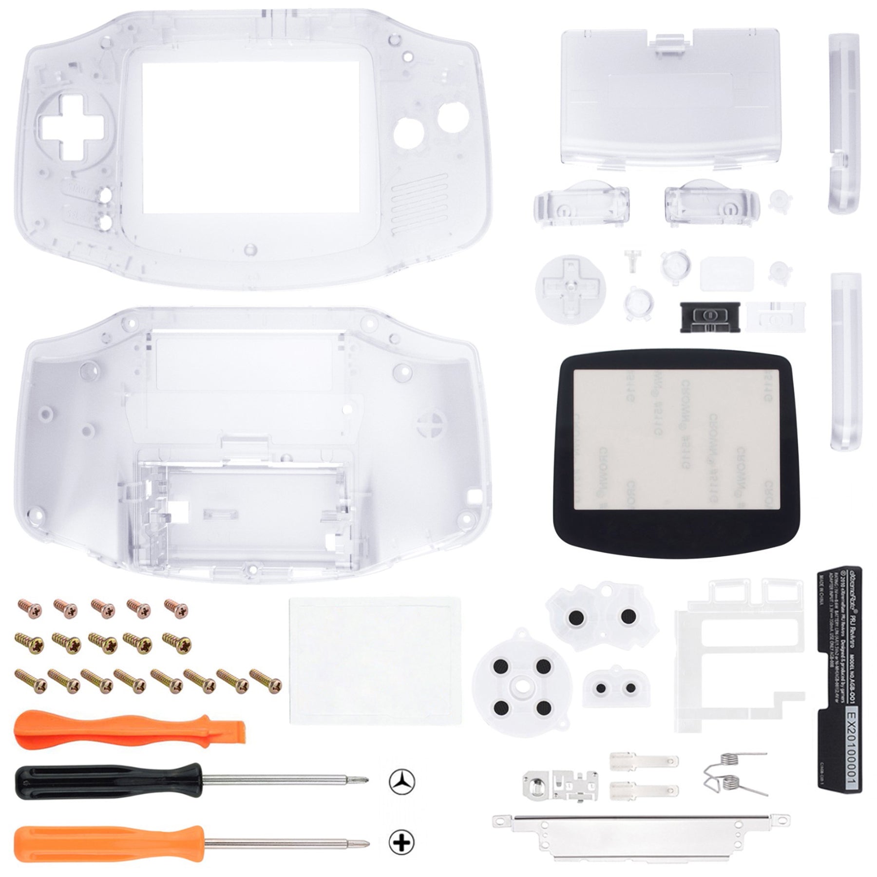 eXtremeRate Retail IPS Ready Upgraded Clear GBA Replacement Shell Full Housing Cover Buttons for Gameboy Advance - Compatible with Both IPS & Standard LCD - Console & IPS Screen NOT Included - TAGM5001
