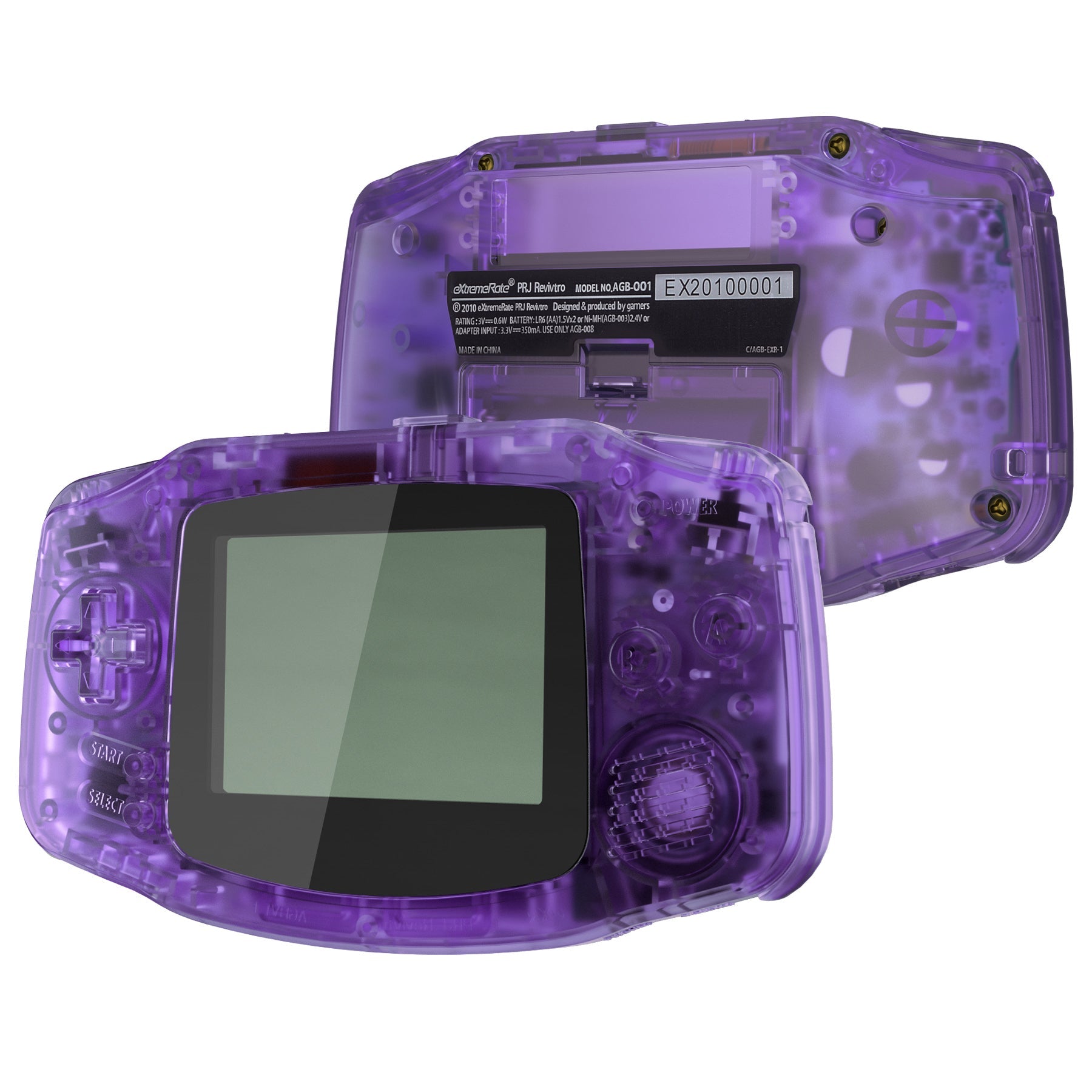 eXtremeRate Retail IPS Ready Upgraded Clear Atomic Purple GBA Replacement Shell Full Housing Cover Buttons for Gameboy Advance - Compatible with Both IPS & Standard LCD - Console & IPS Screen NOT Included - TAGM5005