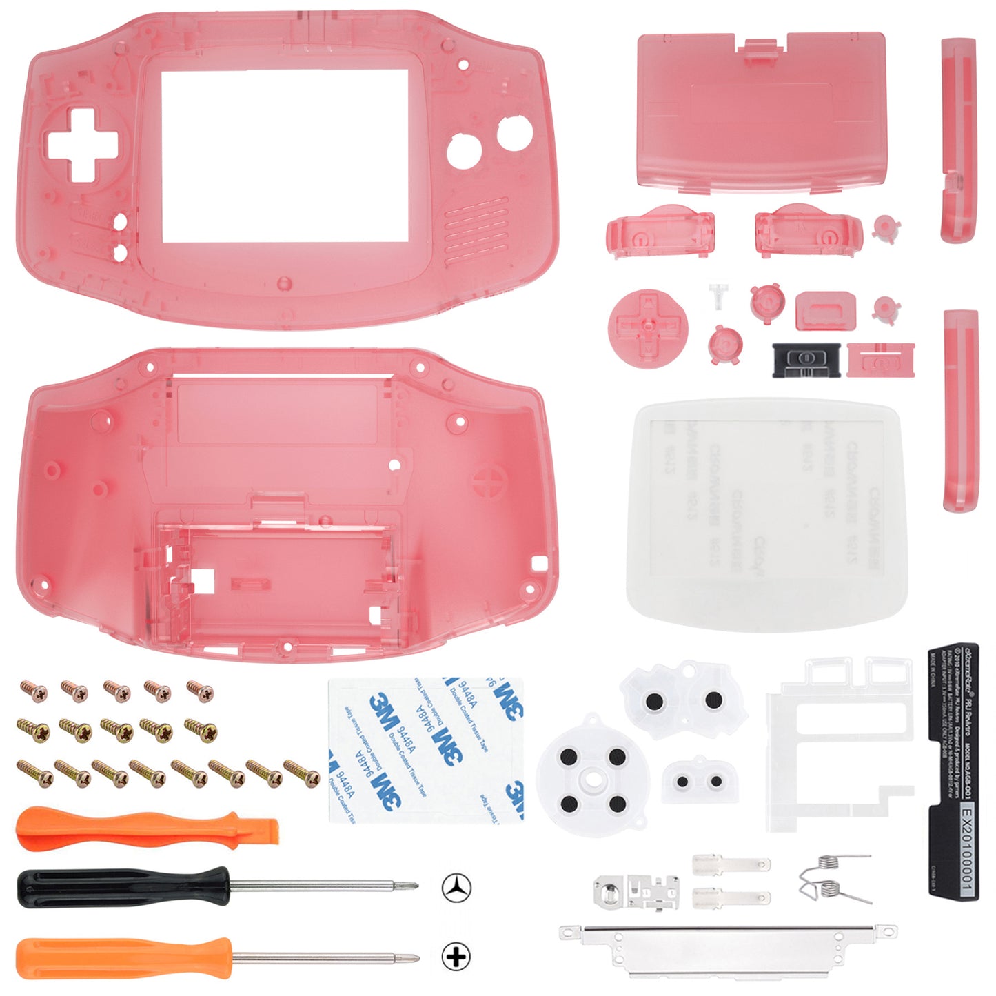 eXtremeRate Retail IPS Ready Upgraded Cherry Pink - White Screen Lens GBA Replacement Shell Full Housing Cover Buttons for Gameboy Advance - Compatible with Both IPS & Standard LCD - Console & IPS Screen NOT Included - TAGM5007