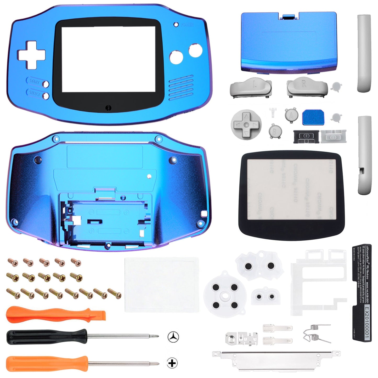 eXtremeRate Retail IPS Ready Upgraded eXtremeRate Chameleon Purple Blue GBA Replacement Shell Full Housing Cover Buttons for Gameboy Advance - Compatible with Both IPS & Standard LCD - Console & IPS Screen NOT Included - TAGP3001