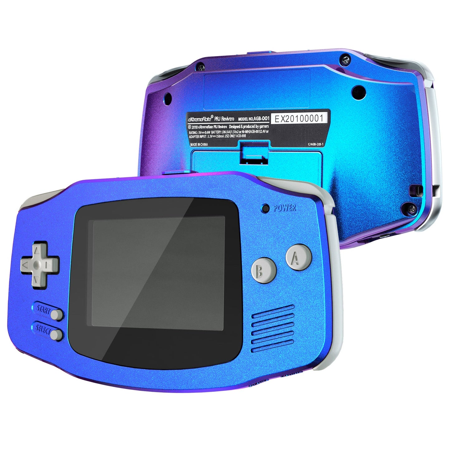 IPS Ready Upgraded eXtremeRate Chameleon Purple Blue GBA Replacement S – eXtremeRate