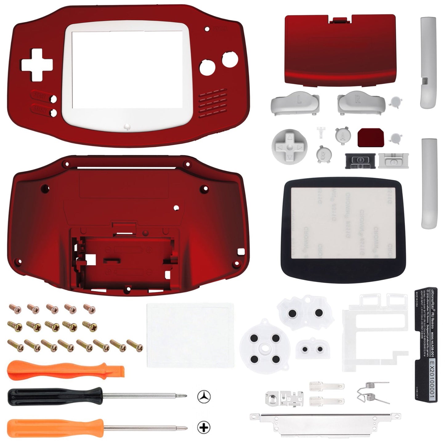 eXtremeRate Retail IPS Ready Upgraded Scarlet Red Soft Touch GBA Replacement Shell Full Housing Cover with Buttons for Gameboy Advance - Compatible with Both IPS & Standard LCD - Console & IPS Screen NOT Included - TAGP3003