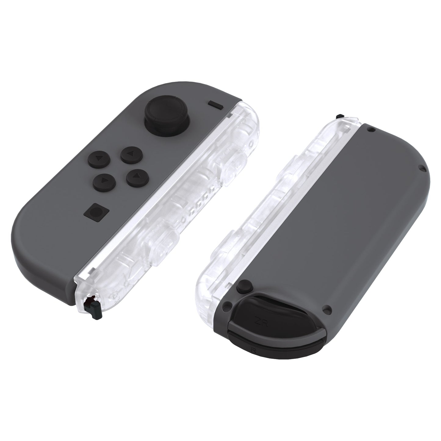 eXtremeRate Retail Clear Replacement shell for NS Switch Joycon Strap, Custom Joy-Con Wrist Strap Housing Buttons for NS Switch - 2 Pack - UEM501