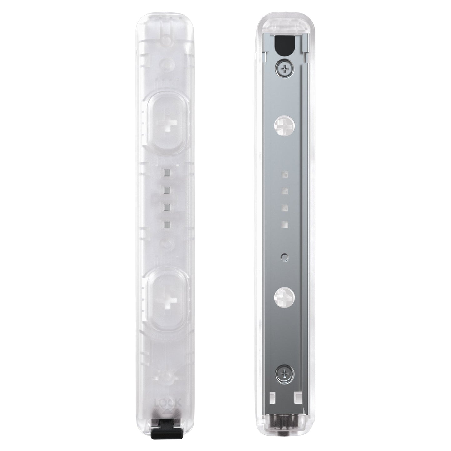 eXtremeRate Retail Clear Replacement shell for NS Switch Joycon Strap, Custom Joy-Con Wrist Strap Housing Buttons for NS Switch - 2 Pack - UEM501