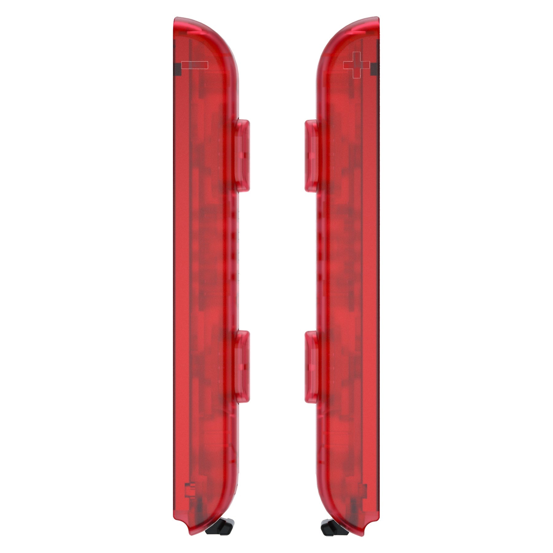 eXtremeRate Retail Clear Red Replacement shell for NS Switch Joycon Strap, Custom Joy-Con Wrist Strap Housing Buttons for NS Switch - 2 Pack - UEM502