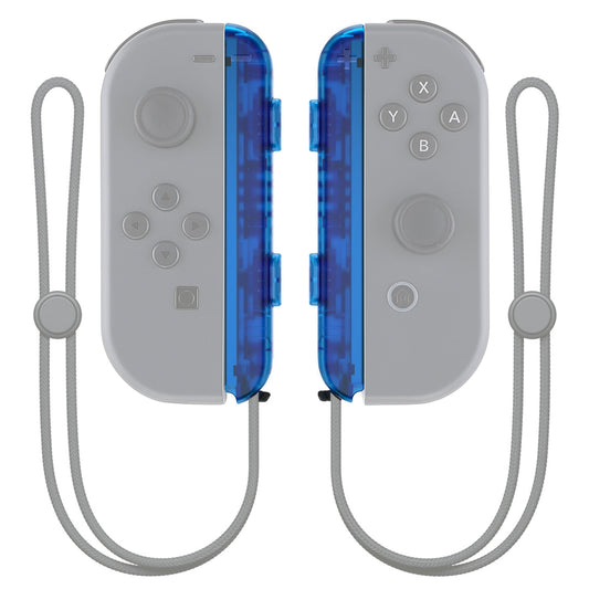 eXtremeRate Retail Clear Blue Replacement shell for NS Switch Joycon Strap, Custom Joy-Con Wrist Strap Housing Buttons for NS Switch - 2 Pack - UEM504