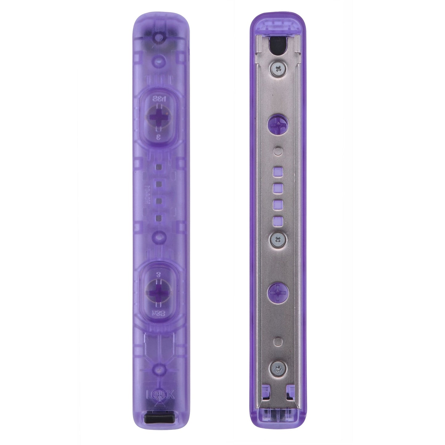 eXtremeRate Retail Clear Atomic Purple Replacement shell for Nintendo Switch Joycon Strap, Custom Joy-Con Wrist Strap Housing Buttons for Nintendo Switch - 2 Pack - UEM505