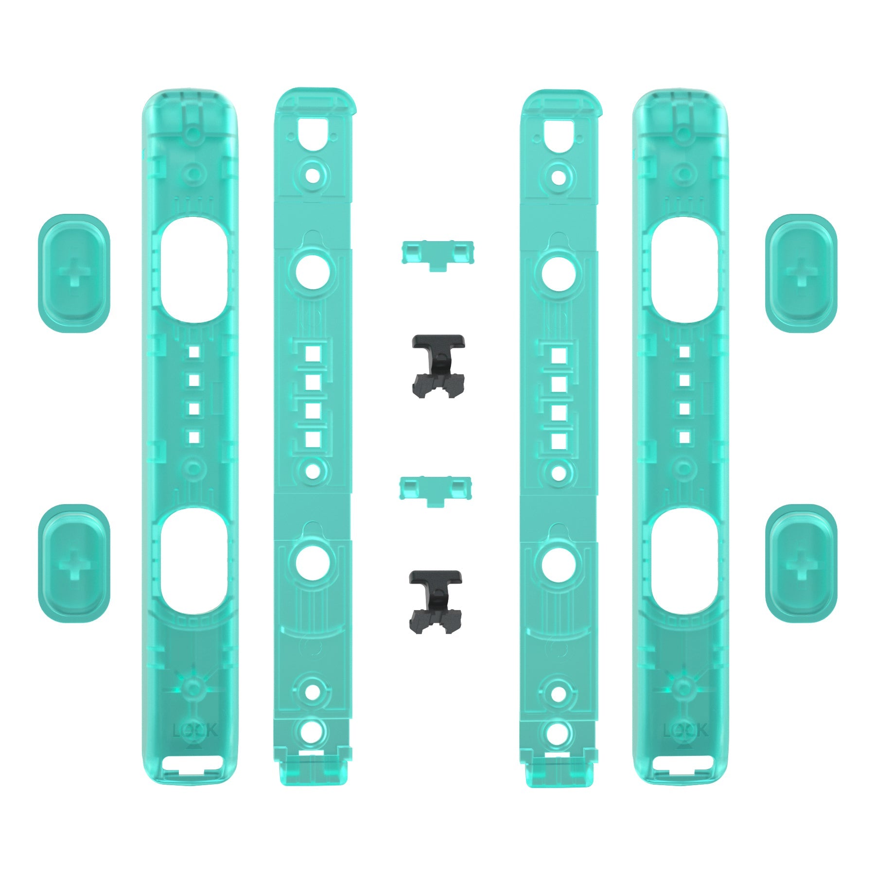 eXtremeRate Retail Emerald Green Replacement shell for NS Switch Joycon Strap, Custom Joy-Con Wrist Strap Housing Buttons for NS Switch - 2 Pack - UEM508