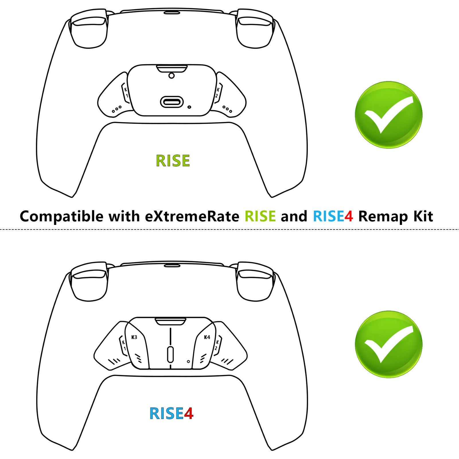 Green Performance Rubberized Grip Redesigned Back Shell for PS5