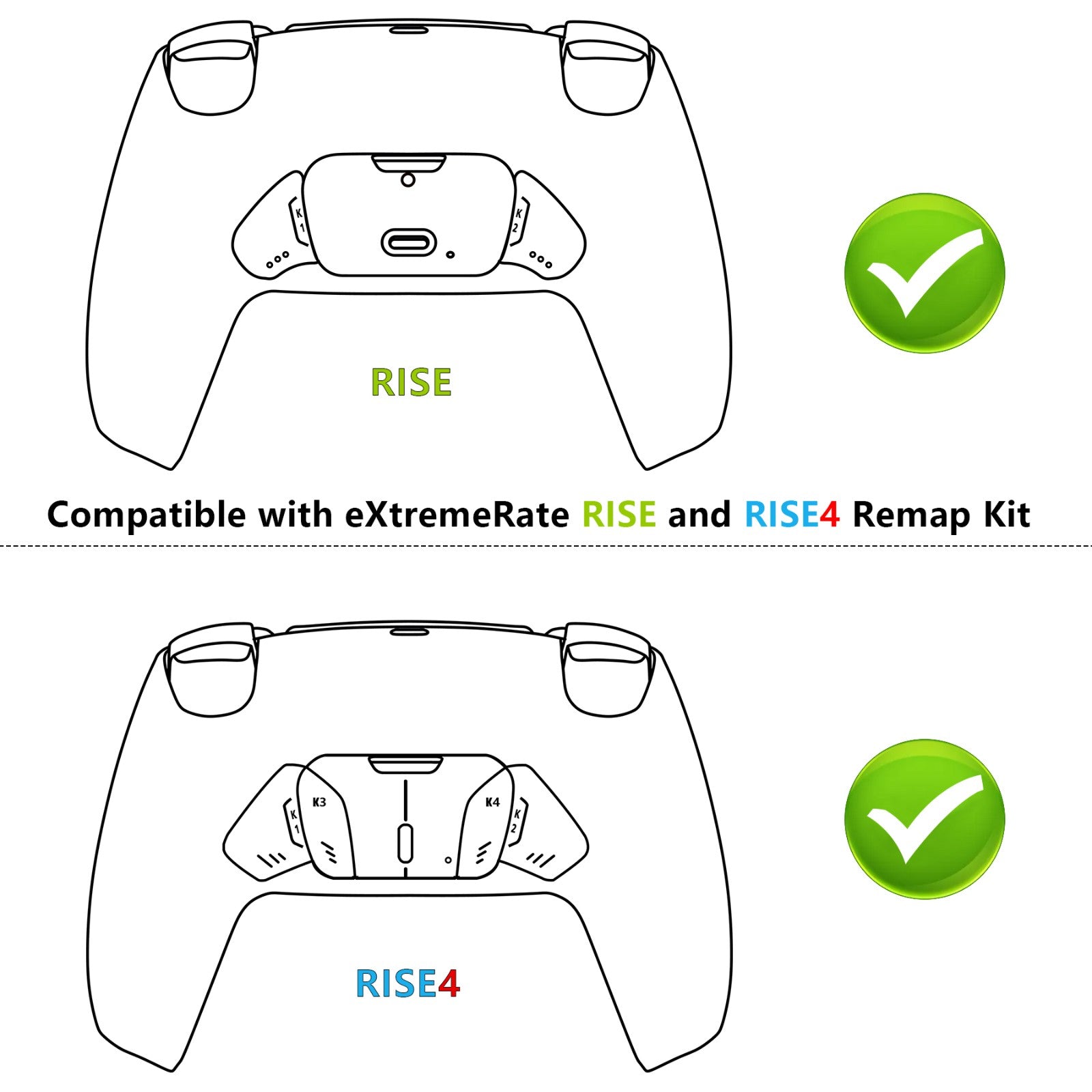 Black White Performance Rubberized Grip Redesigned Back Shell for PS5  Controller eXtremerate Rise & RISE4 Remap Kit - Controller & Rise Remap  Board NOT Included – eXtremeRate Retail