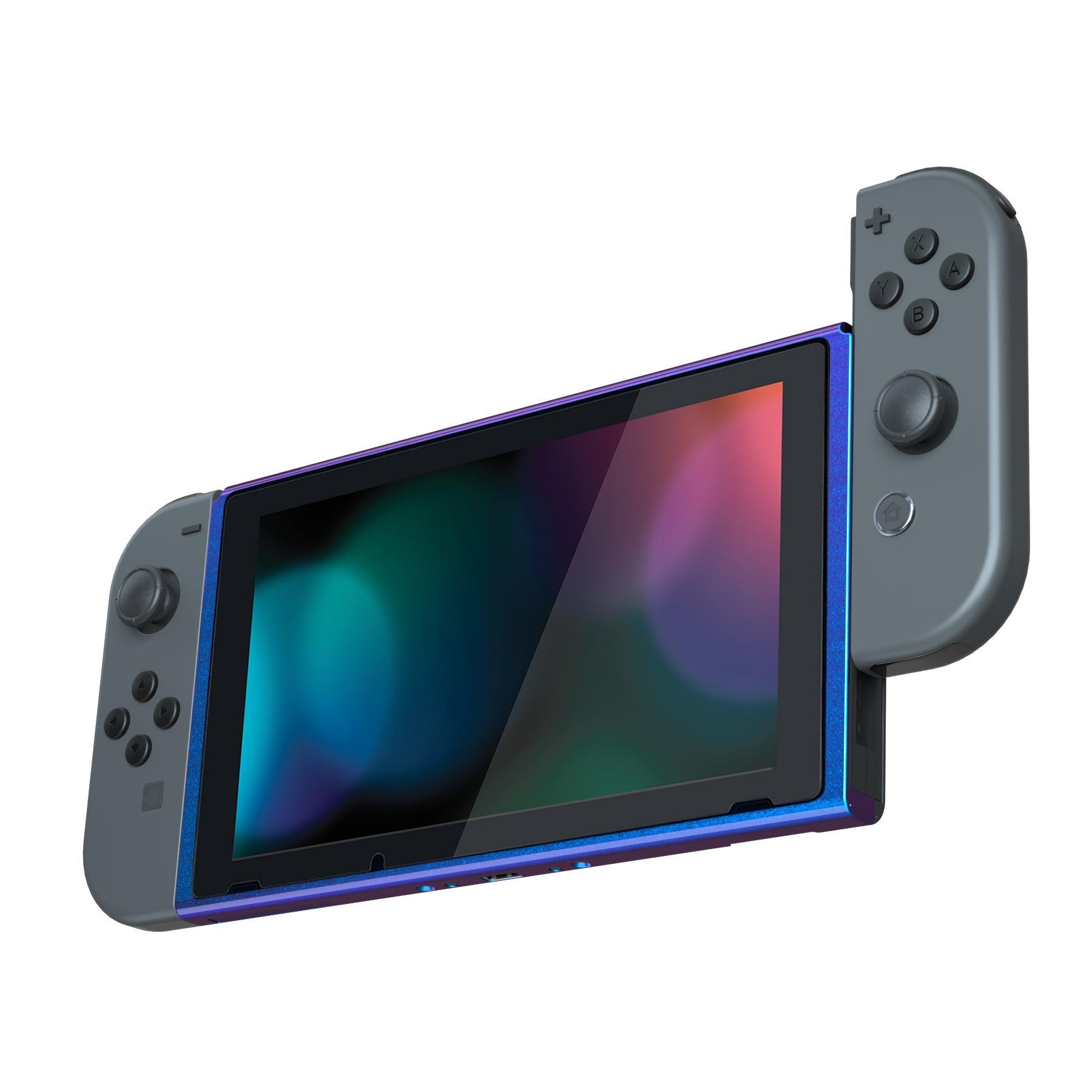 eXtremeRate Retail Chameleon Purple Blue DIY Housing Shell for Nintendo Switch Console, Replacement Faceplate Front Frame for Nintendo Switch Console with Volume Up Down Power Buttons - Console NOT Included - VEP301