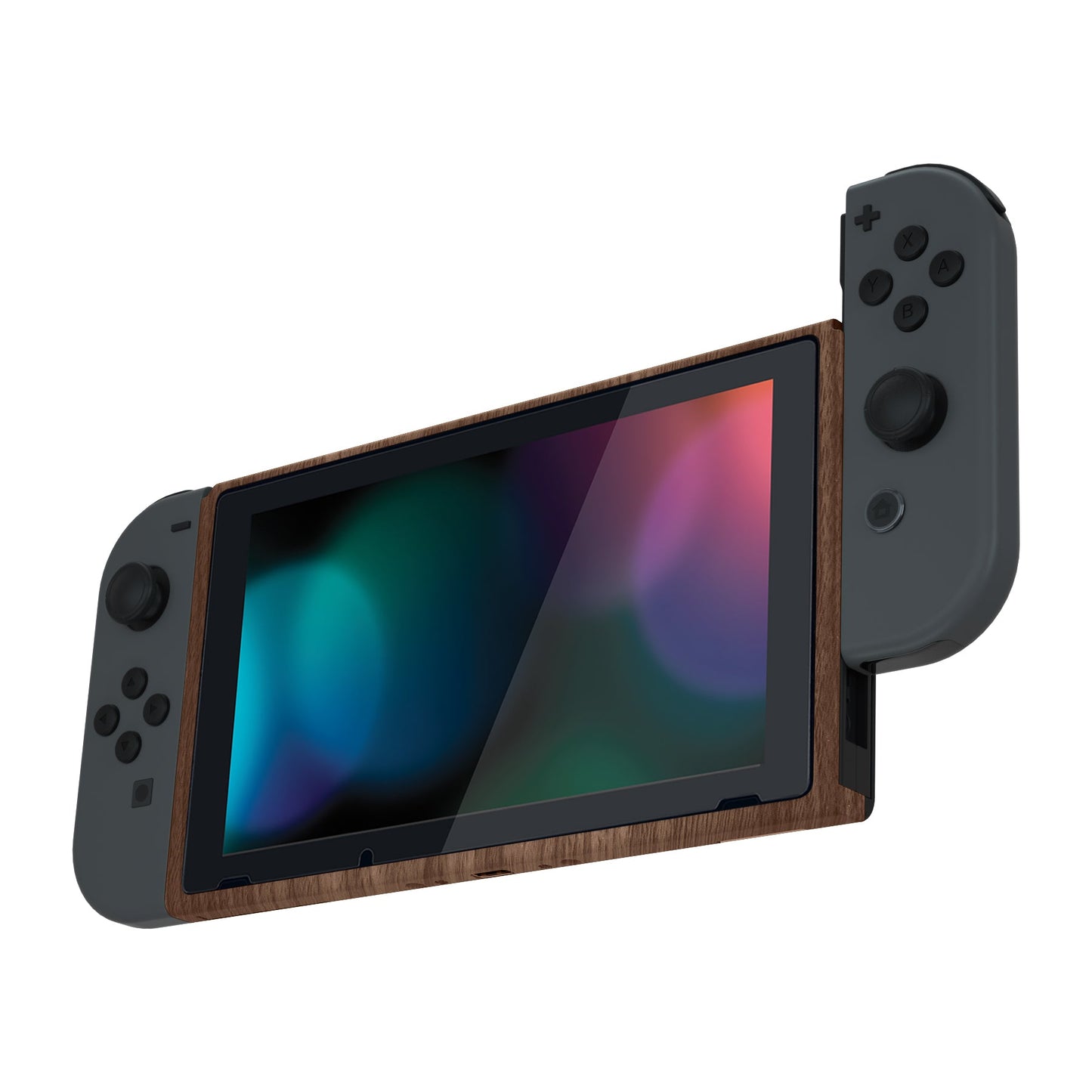 eXtremeRate Retail Wood Grain DIY Housing Shell for NS Switch Console, Soft Touch Replacement Faceplate Front Frame for NS Switch Console with Volume Up Down Power Buttons - Console NOT Included - VES201