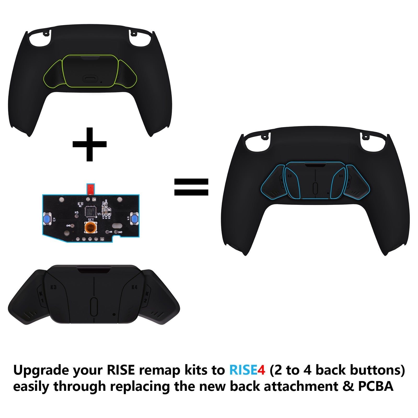 eXtremeRate Back Buttons Attachment for Nintendo Switch Pro Controller,  Clear Black Back Paddles Programable RISE4 Remap Kit for Switch Pro  Controller