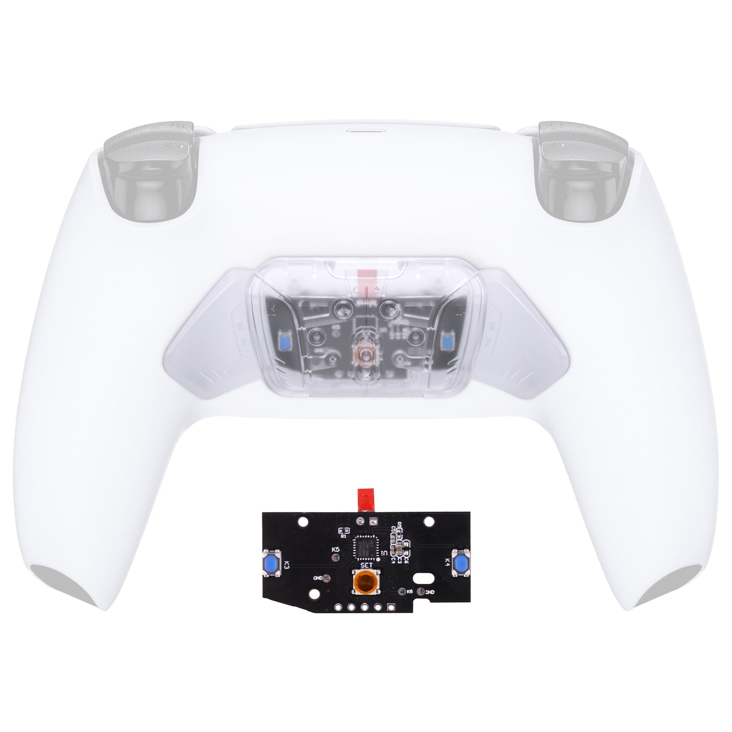 eXtremeRate Retail Turn RISE to RISE4 Kit - Redesigned Transparent Clear K1 K2 K3 K4 Back Buttons Housing & Remap PCB Board for ps5 Controller eXtremeRate RISE & RISE4 Remap kit - Controller & Other RISE Accessories NOT Included - VPFM5003P