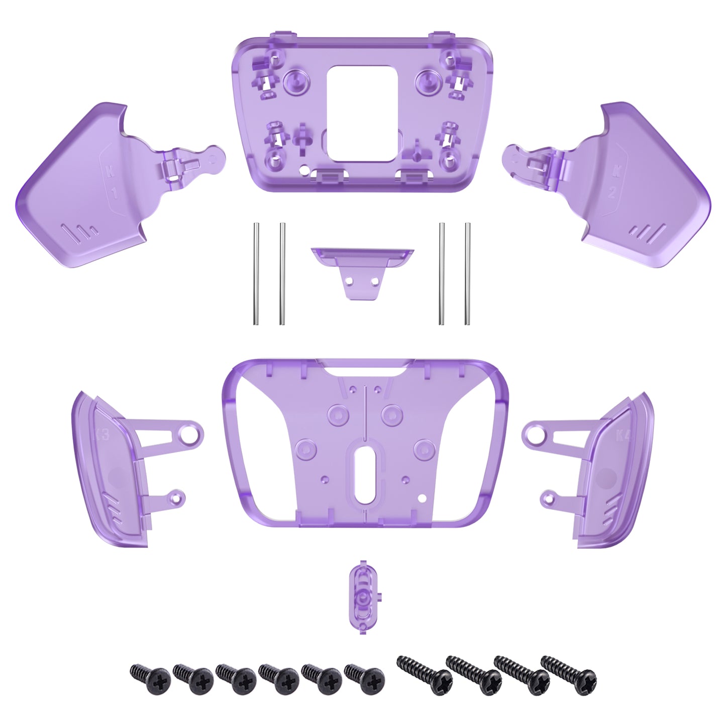 eXtremeRate Retail Clear Atomic Purple Replacement Redesigned K1 K2 K3 K4 Back Buttons Housing Shell for ps5 Controller eXtremeRate RISE4 Remap Kit - Controller & RISE4 Remap Board NOT Included - VPFM5004