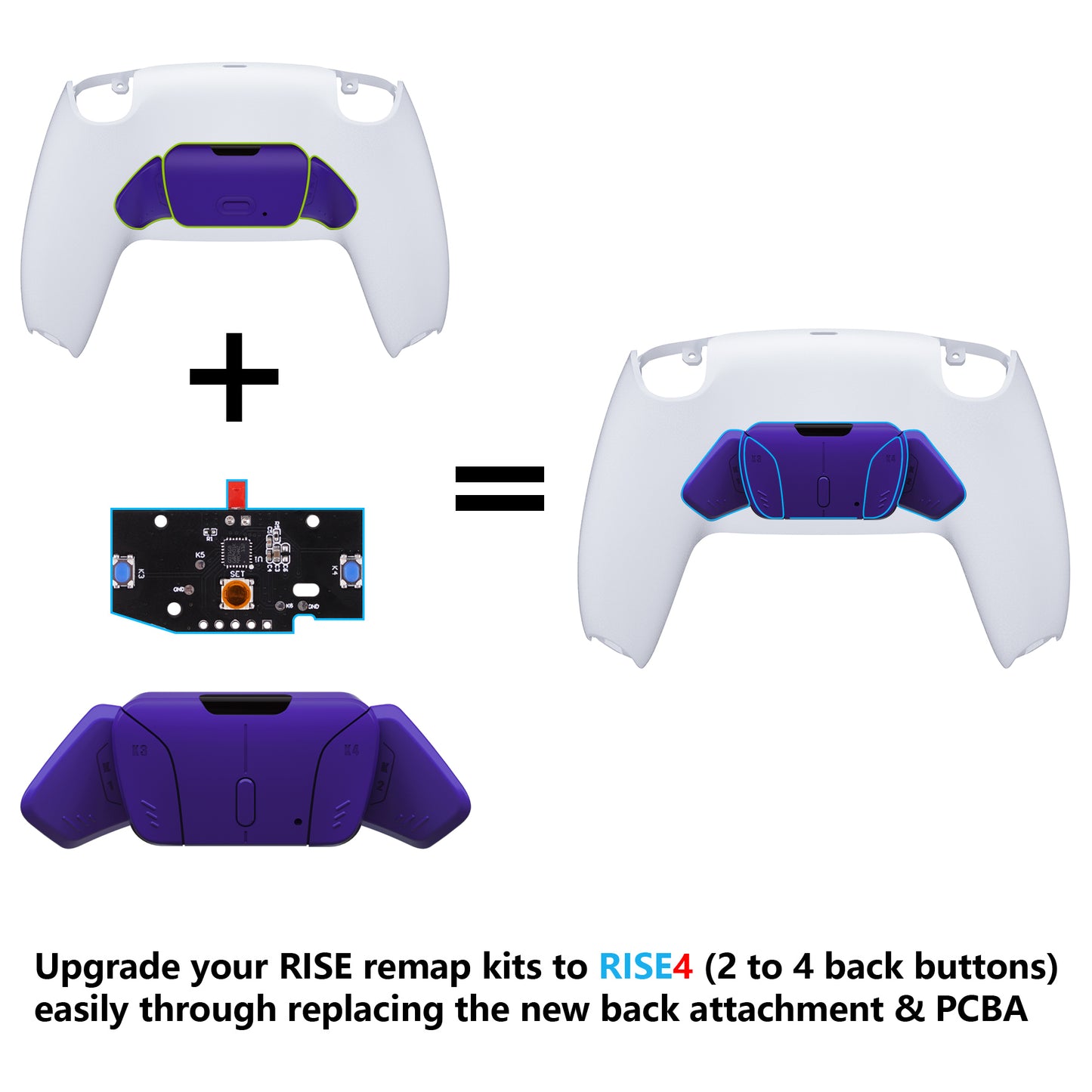 eXtremeRate Retail Turn RISE to RISE4 Kit – Redesigned Galactic Purple K1 K2 K3 K4 Back Buttons Housing & Remap PCB Board for PS5 Controller eXtremeRate RISE & RISE4 Remap kit - Controller & Other RISE Accessories NOT Included - VPFM5006P