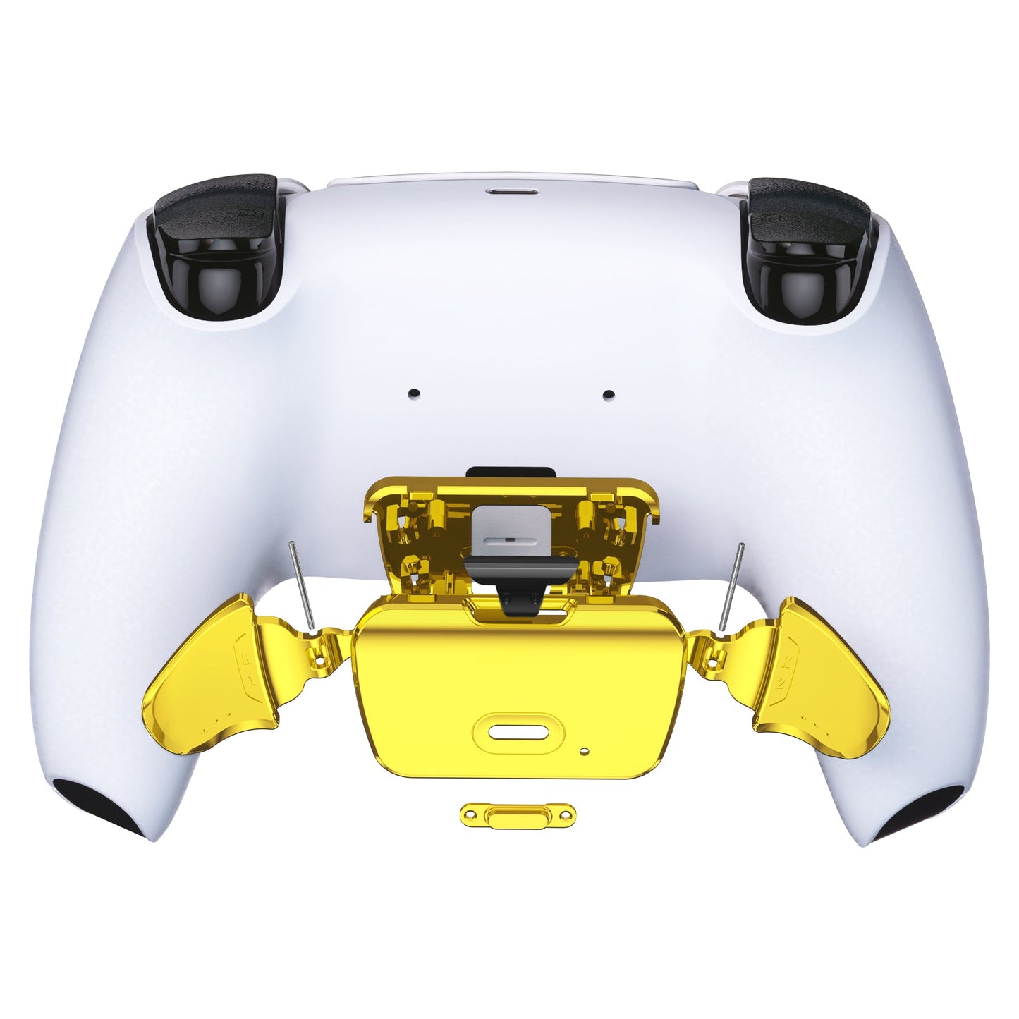 eXtremeRate Retail Chrome Gold Replacement Redesigned K1 K2 Back Button Housing Shell for ps5 Controller eXtremerate RISE Remap Kit - Controller & RISE Remap Board NOT Included - WPFD4001
