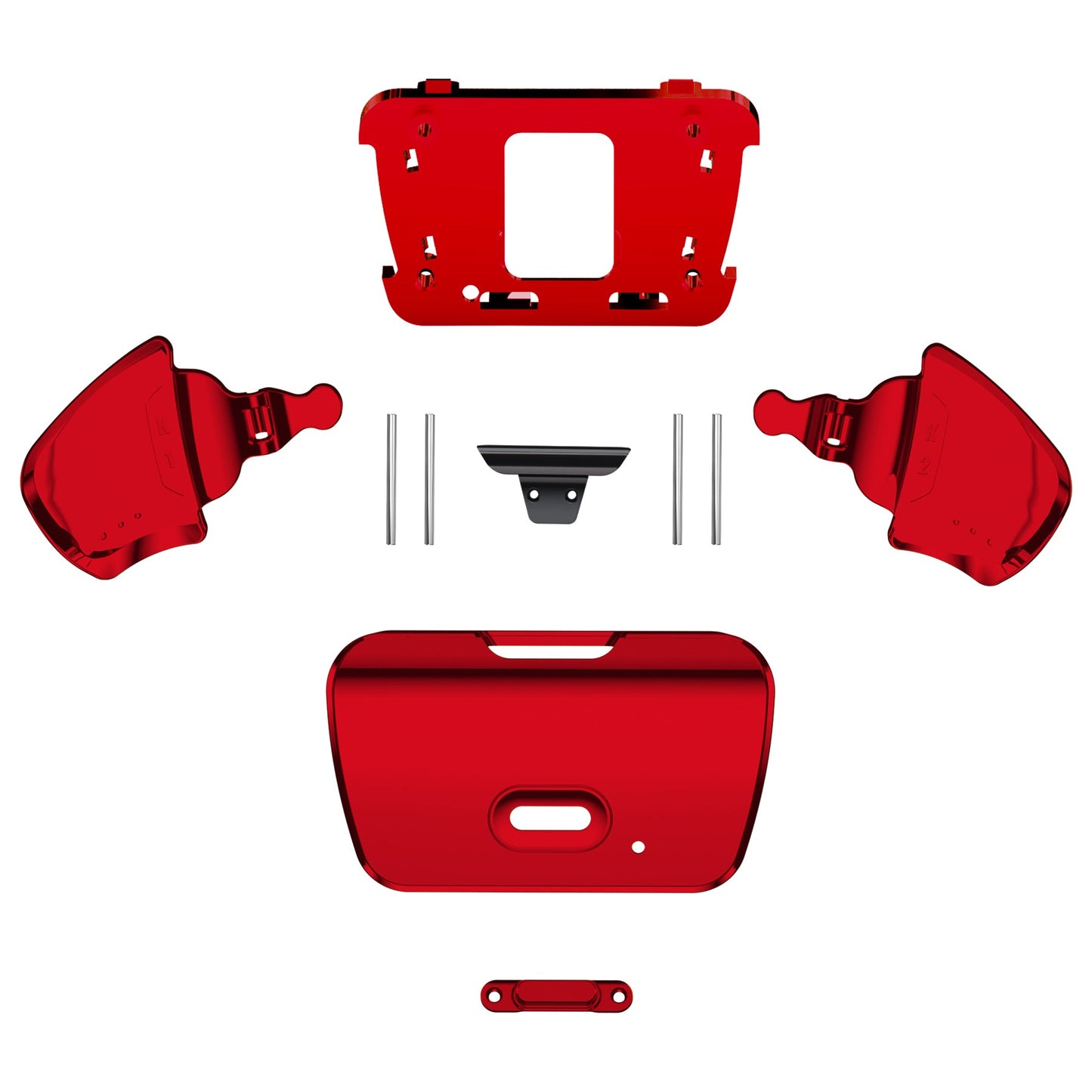 eXtremeRate Retail Chrome Red Replacement Redesigned K1 K2 Back Button Housing Shell for ps5 Controller eXtremerate RISE Remap Kit - Controller & RISE Remap Board NOT Included - WPFD4003
