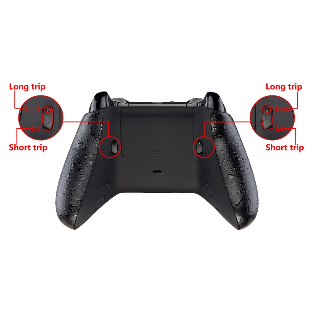 eXtremeRate Retail FlashShot Trigger Stop Bottom Shell Kit for Xbox One S & One X Controller, Redesigned Back Shell & Textured Black Handle Grips & Dual Trigger Locks for Xbox One S X Controller Model 1708 - X1GZ001