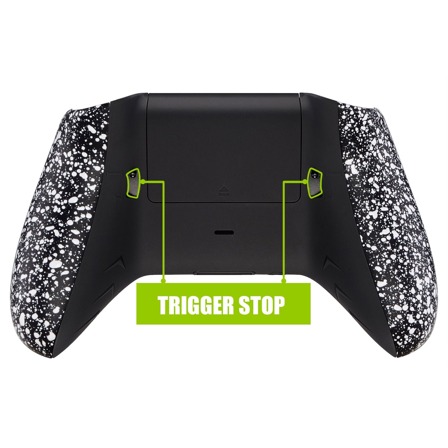 eXtremeRate Retail Textured White FlashShot Trigger Stop Bottom Shell Kit for Xbox One S & One X Controller, Redesigned Back Shell & Handle Grips & Dual Trigger Locks for Xbox One S X Controller Model 1708 - X1GZ004