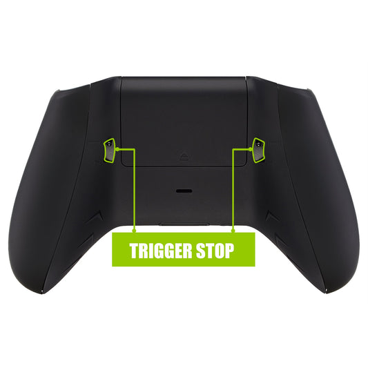 eXtremeRate Retail FlashShot Trigger Stop Bottom Shell Kit for Xbox One S & One X Controller, Redesigned Back Shell & Soft Touch Black Handle Grips & Hair Trigger for Xbox One S X Controller Model 1708 - X1GZ006
