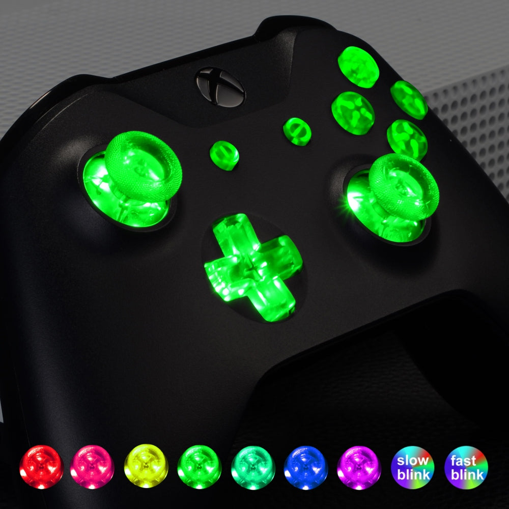 eXtremeRate Retail Multi-Colors Luminated D-pad Thumbsticks Start Back ABXY Action Buttons (DTF) LED Kit for Xbox One Standard, Xbox One S X Controller 7 Colors 9 Modes Button Control - X1LED01