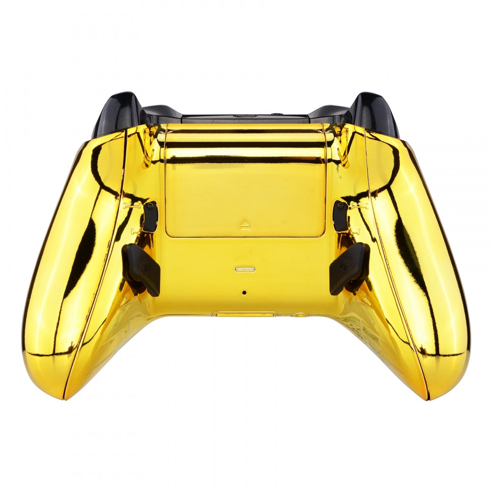 eXtremeRate Retail Chrome Gold Lofty Remappable Remap & Trigger Stop Kit, Redesigned Back Shell & Side Rails & Back Buttons & Trigger Lock for Xbox One Wireless Controller 1708 - X1RM006