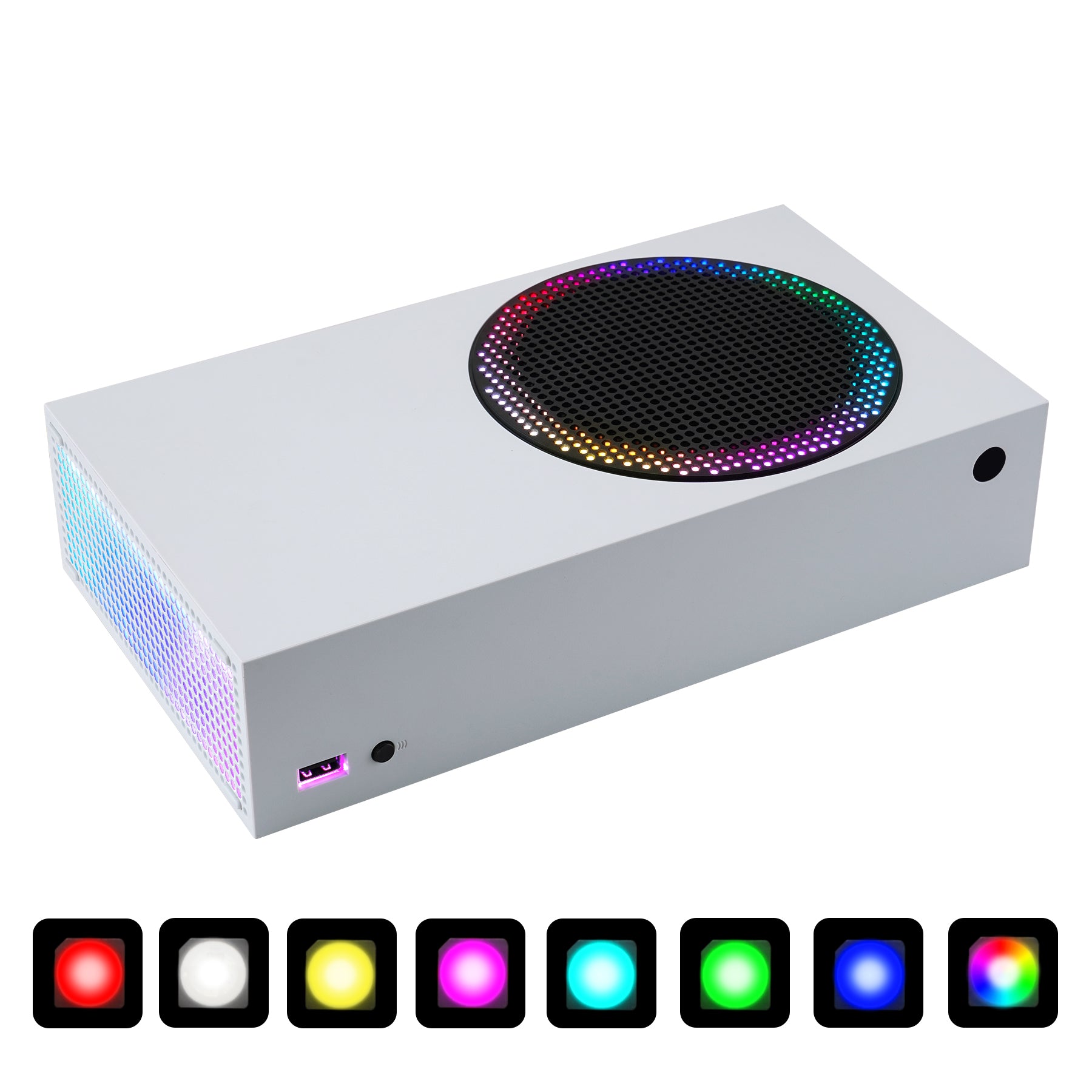 eXtremeRate Retail RGB LED Light Strip for Xbox Series S Console, 7 Colors 39 Effects Multi Color Changing Flexible Tape Light Strip Kit for Xbox Series S Console with IR Remote, DIY Decoration Accessories - X3LED09